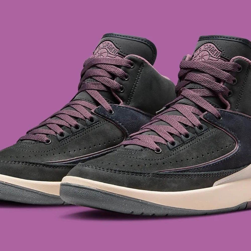 Nike Women's Air Jordan 2 Retro Black/Purple‎ High-Top Basketball Sneaker Sz 7.5